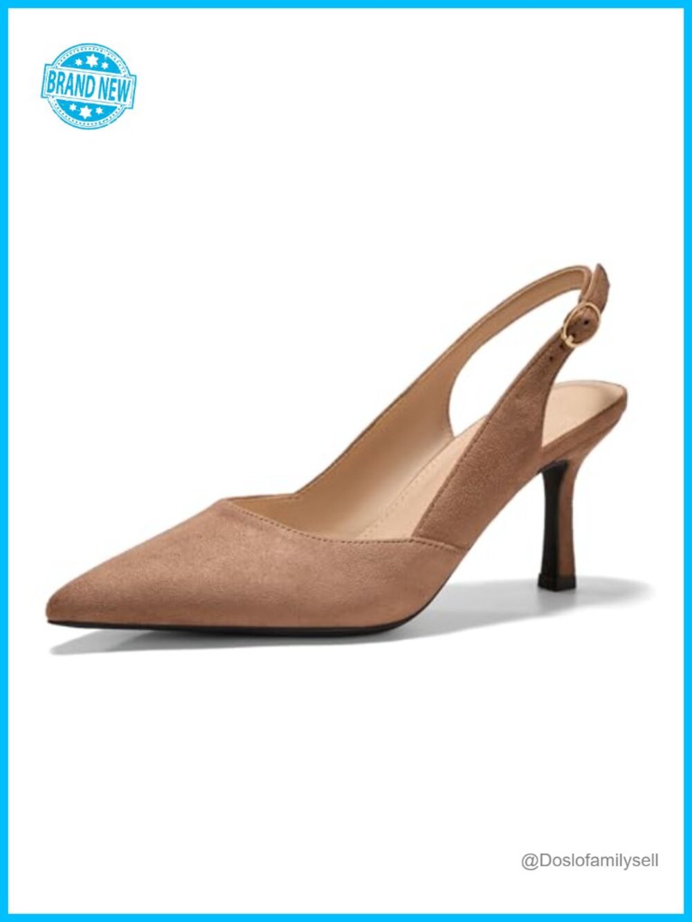 Womens Slingback Kitten Heels Closed Pointed Toe Pumps Dress Shoes